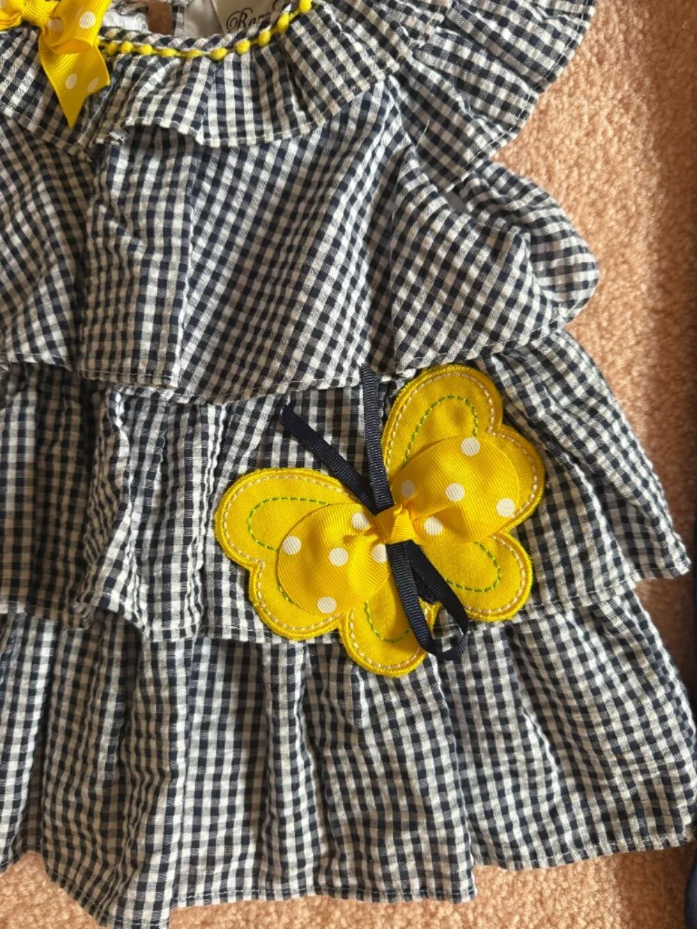 Rare Editions 2-pc top/pants NWT Size 24 month Blue/white gingham yellow accents